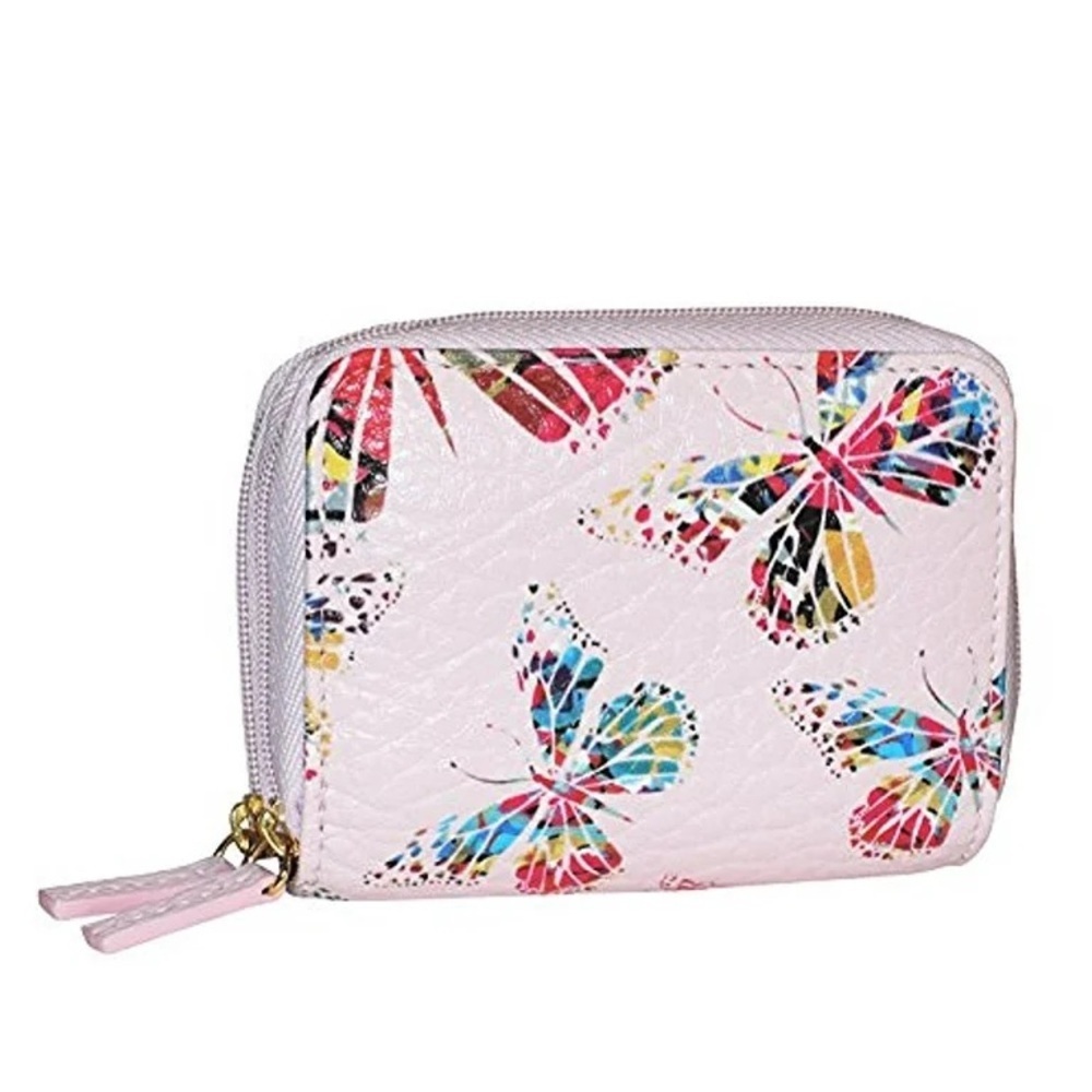 Buxton Womens RFID Accordion Double zip Butterfly π¦ wallet